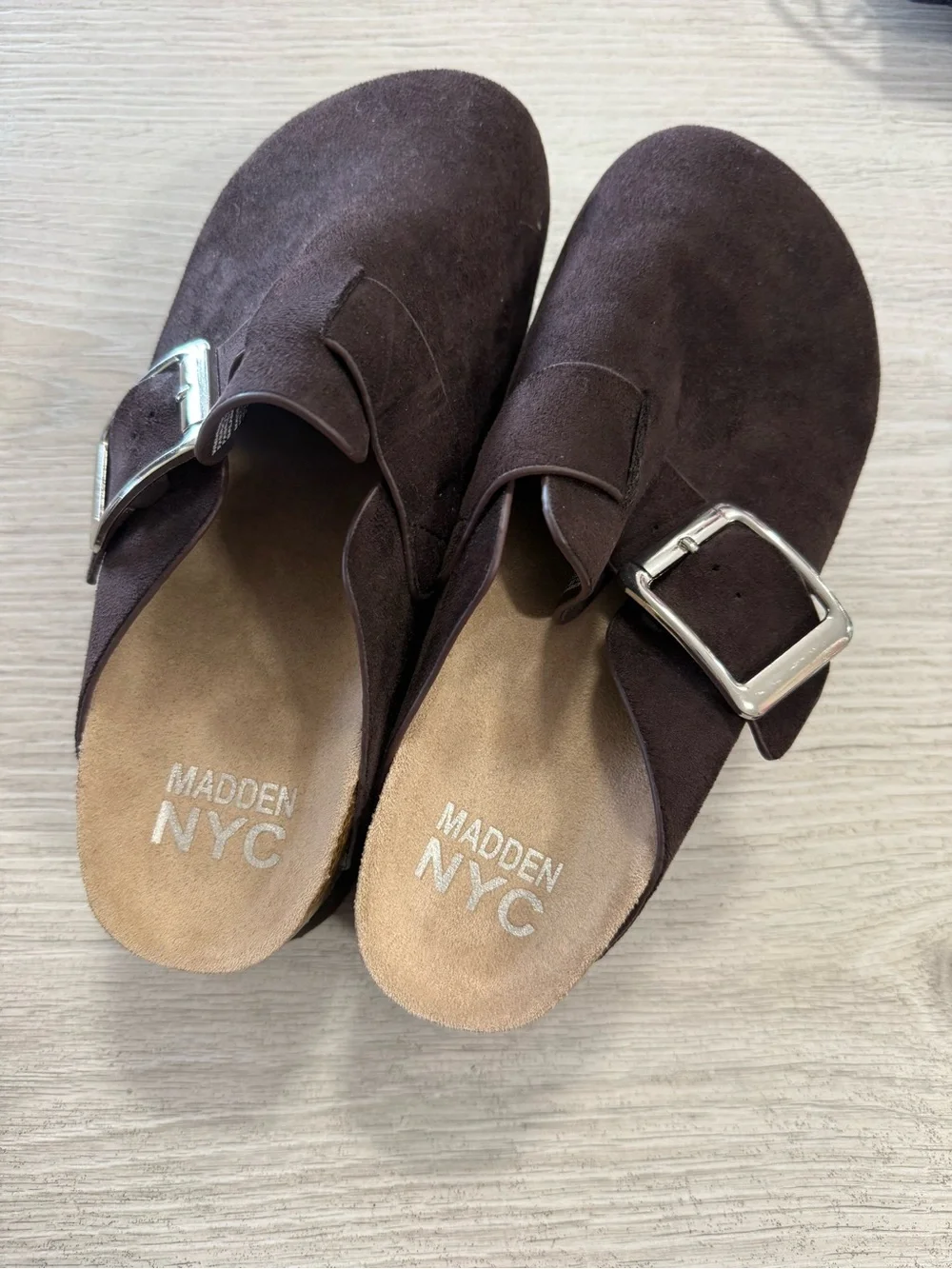 Madden NYC Women's Brown Suede Platform Clogs